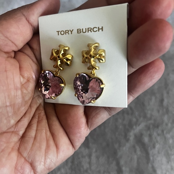 Tory Burch Gold and Pink Heart Earrings - Picture 6 of 8